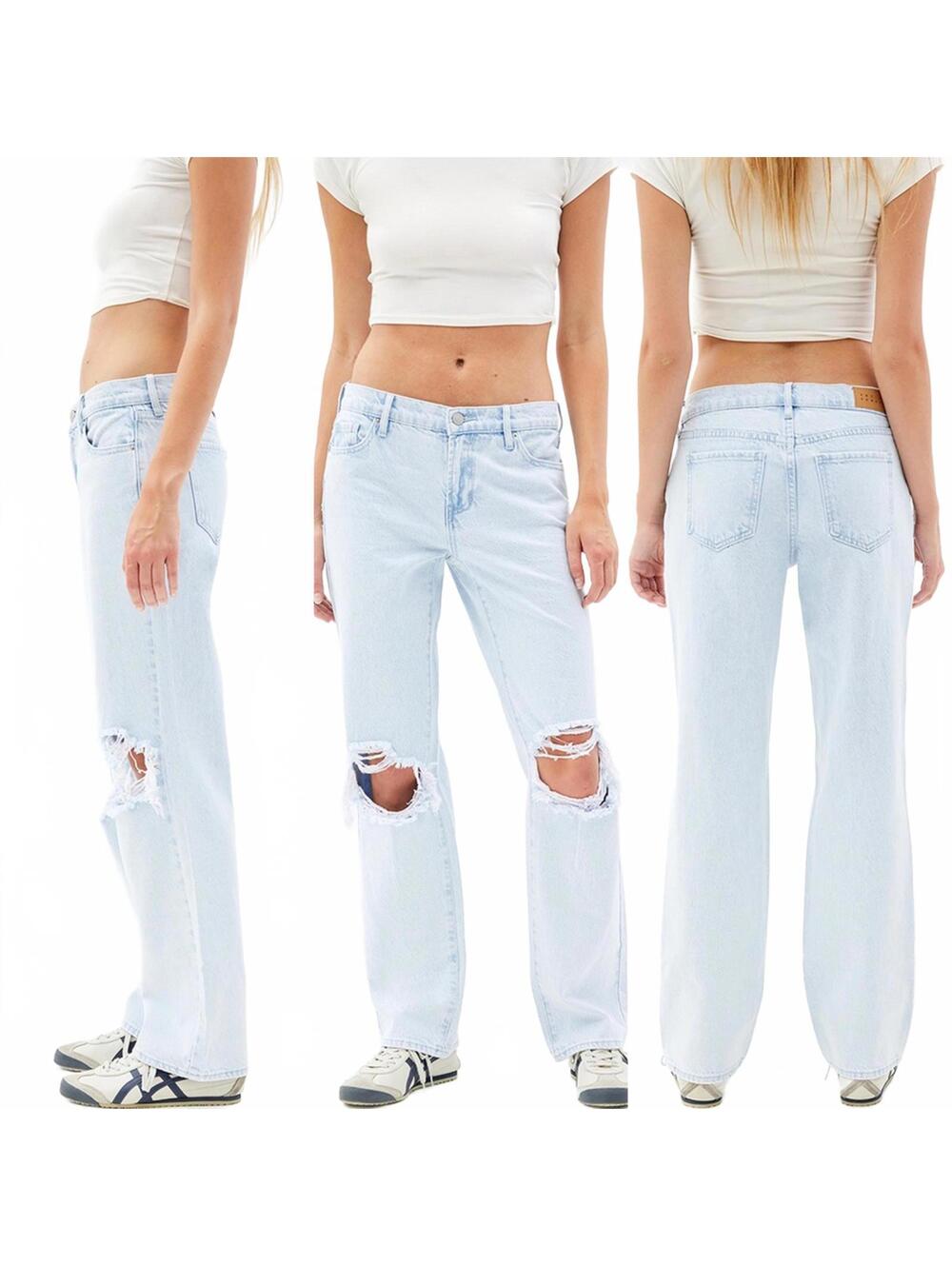 Pacsun Jordyn Low Rise Straight Leg Jeans Ripped Light Indigo NWT Marissa Sz 28